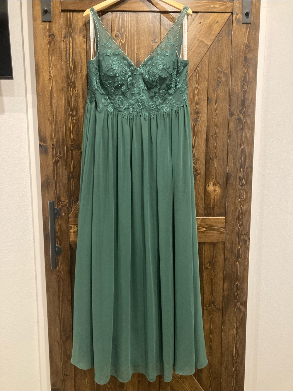 Azazie Emerald Green Lace Bodice Chiffon Maxi Dress